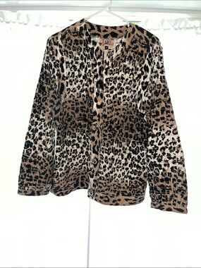Vintage Leopard-Print Button Front Shirt Jacket - Brown/Black